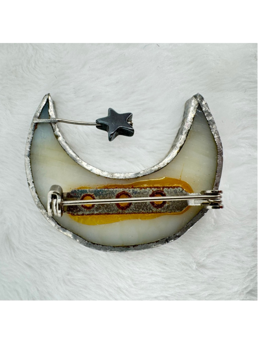 Vintage Handmade Moon and Star Pin Brooch Celestial - Picture 3 of 5
